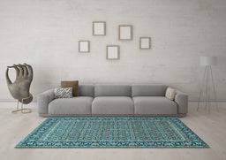 Machine Washable Persian Light Blue Traditional Rug in a Living Room, wshtr1082lblu