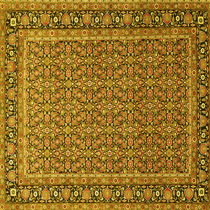 Square Machine Washable Persian Yellow Traditional Rug, wshtr1082yw