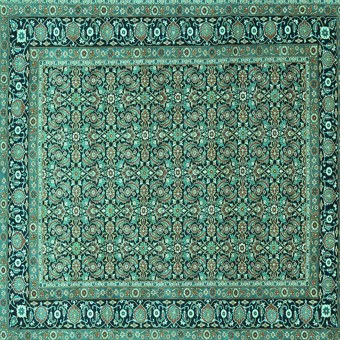 Square Machine Washable Persian Turquoise Traditional Area Rugs, wshtr1082turq