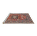 Sideview of Machine Washable Traditional Brown Red Rug, wshtr1083