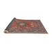 Sideview of Traditional Brown Red Medallion Rug, tr1083