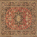 Square Medallion Brown Traditional Rug, tr1083brn