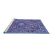 Sideview of Machine Washable Medallion Blue Traditional Rug, wshtr1083blu