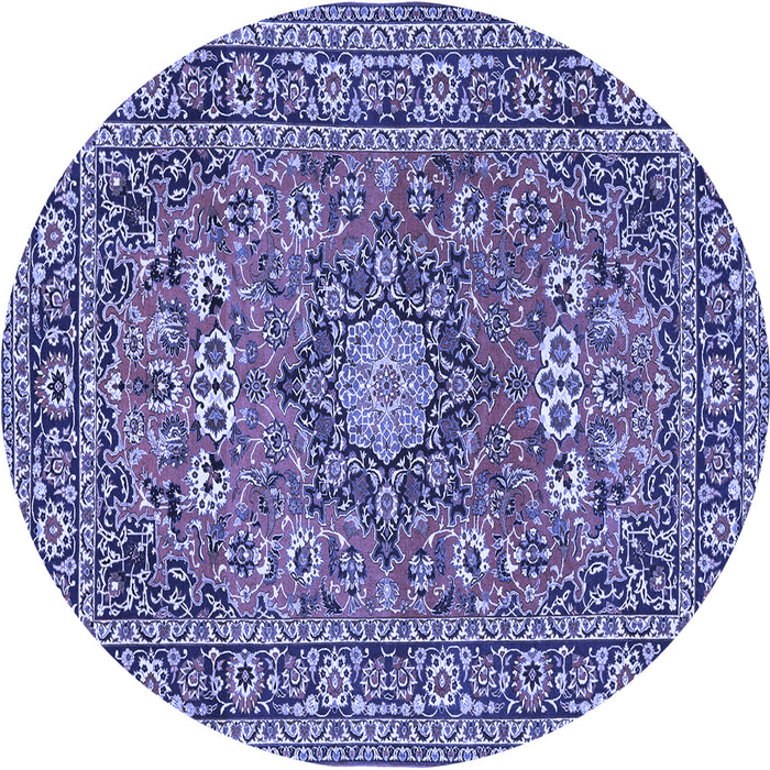 Round Medallion Blue Traditional Rug, tr1083blu