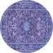 Round Medallion Blue Traditional Rug, tr1083blu