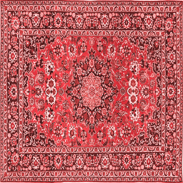 Machine Washable Medallion Red Traditional Rug, wshtr1083red