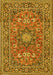 Machine Washable Medallion Yellow Traditional Rug, wshtr1083yw