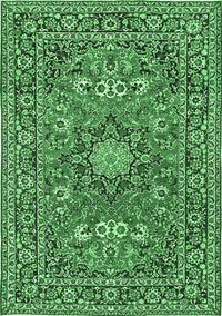 Medallion Emerald Green Traditional Rug, tr1083emgrn