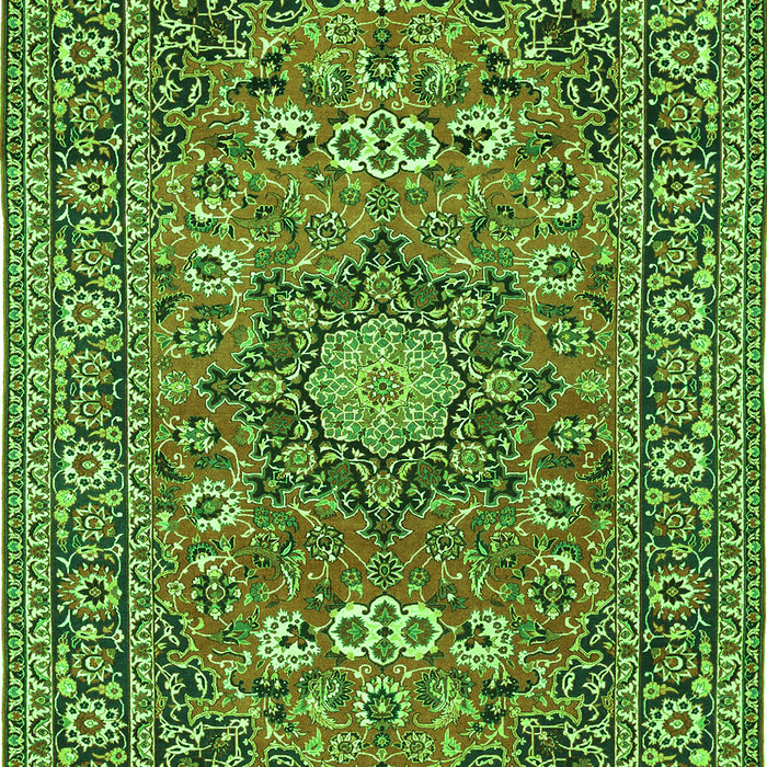Medallion Green Traditional Rug, tr1083grn