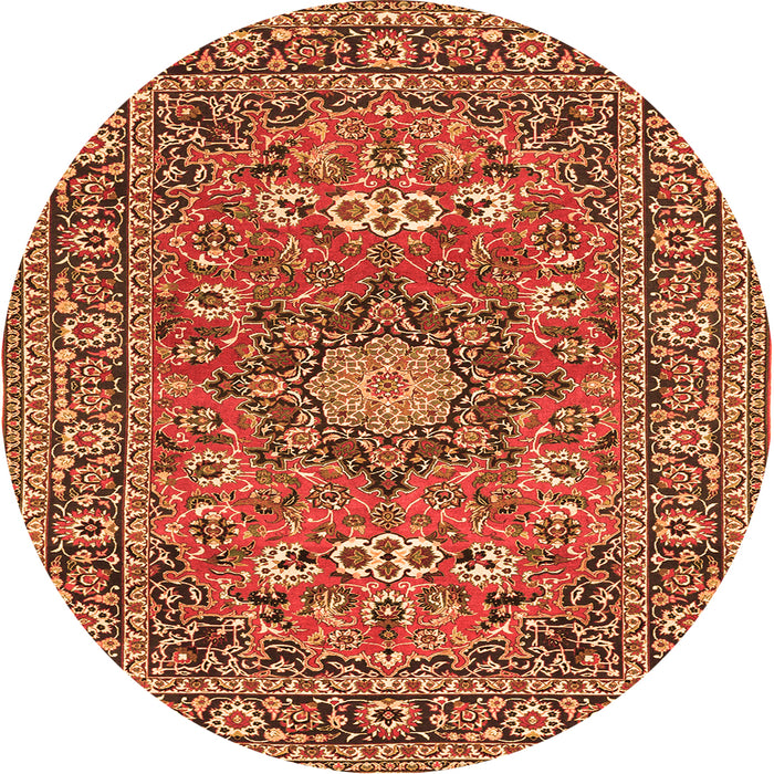 Square Medallion Orange Traditional Rug, tr1083org