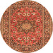 Square Medallion Orange Traditional Rug, tr1083org