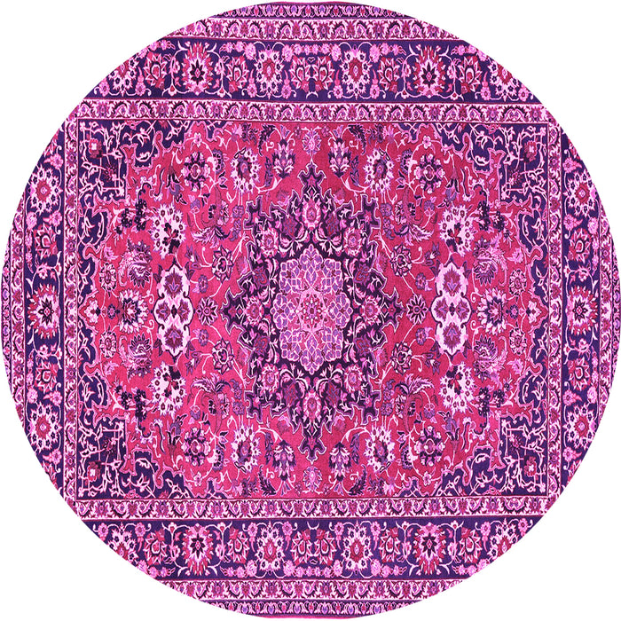 Round Medallion Pink Traditional Rug, tr1083pnk