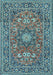 Machine Washable Medallion Light Blue Traditional Rug, wshtr1083lblu