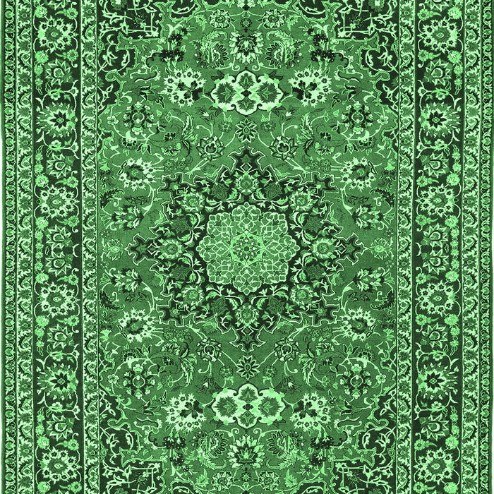 Machine Washable Medallion Emerald Green Traditional Area Rugs, wshtr1083emgrn