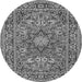 Machine Washable Medallion Gray Traditional Rug, wshtr1083gry