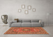 Machine Washable Medallion Orange Traditional Area Rugs in a Living Room, wshtr1083org