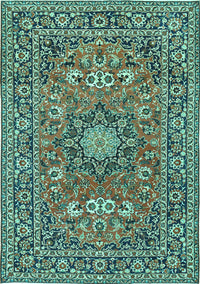 Medallion Turquoise Traditional Rug, tr1083turq