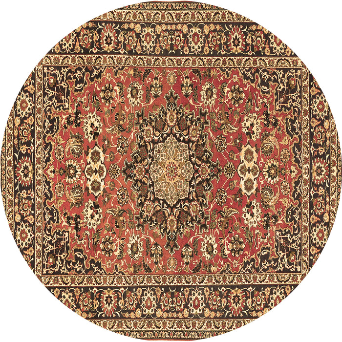 Round Medallion Brown Traditional Rug, tr1083brn