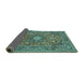 Sideview of Medallion Turquoise Traditional Rug, tr1083turq