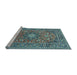 Sideview of Machine Washable Medallion Light Blue Traditional Rug, wshtr1083lblu