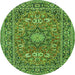 Square Medallion Green Traditional Rug, tr1083grn