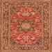 Serging Thickness of Medallion Orange Traditional Rug, tr1083org