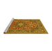 Sideview of Machine Washable Medallion Yellow Traditional Rug, wshtr1083yw