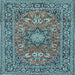 Square Medallion Light Blue Traditional Rug, tr1083lblu