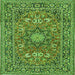 Round Machine Washable Medallion Green Traditional Area Rugs, wshtr1083grn