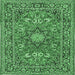 Square Medallion Emerald Green Traditional Rug, tr1083emgrn