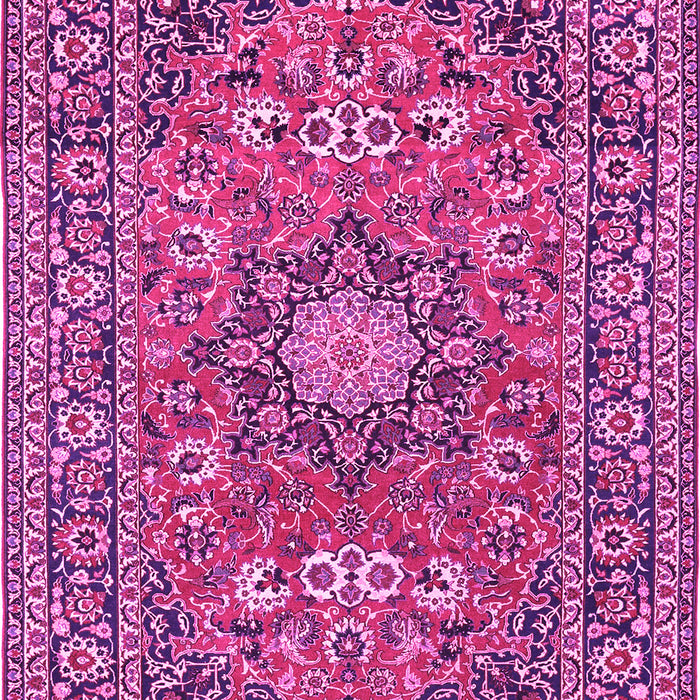 Machine Washable Medallion Pink Traditional Rug, wshtr1083pnk