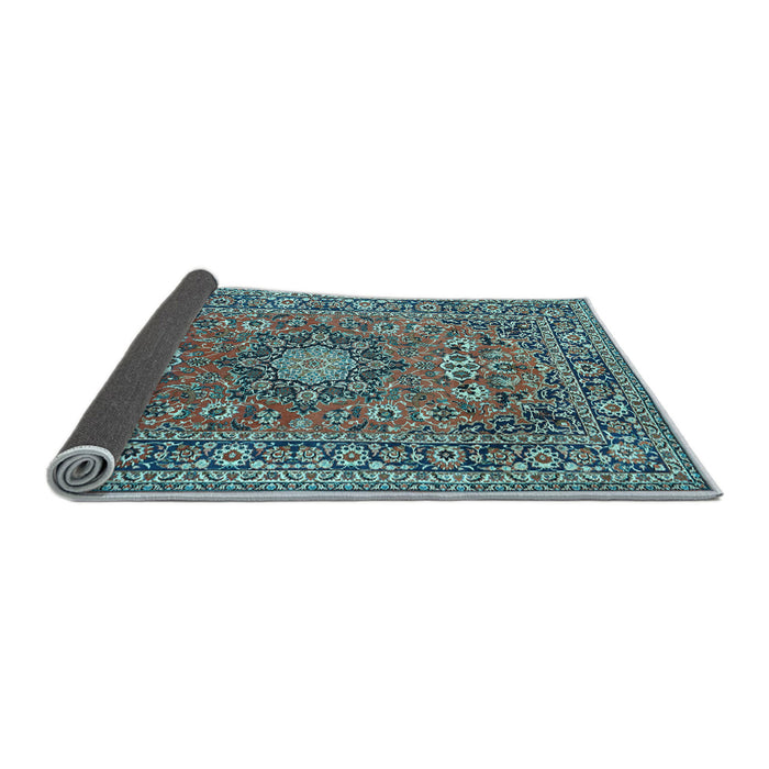Sideview of Medallion Light Blue Traditional Rug, tr1083lblu