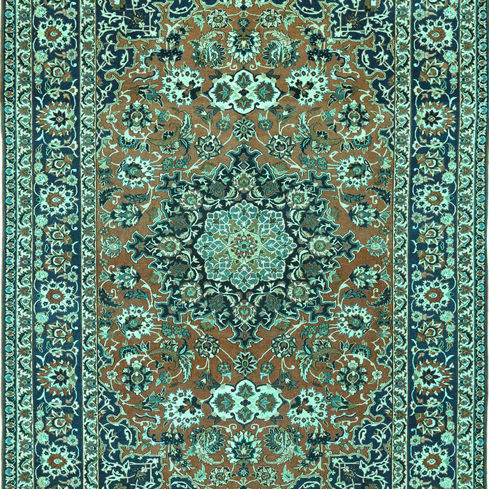 Machine Washable Medallion Turquoise Traditional Area Rugs, wshtr1083turq