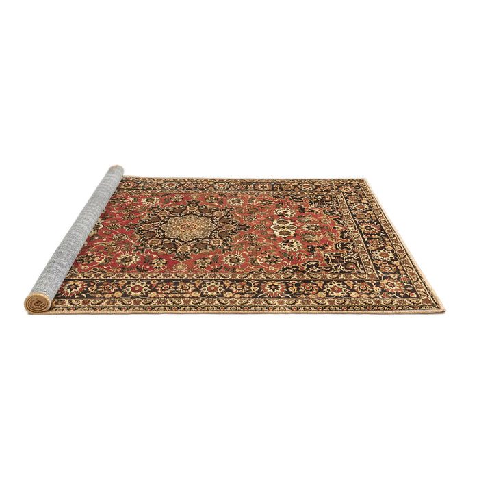 Sideview of Machine Washable Medallion Brown Traditional Rug, wshtr1083brn