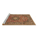 Sideview of Machine Washable Medallion Brown Traditional Rug, wshtr1083brn