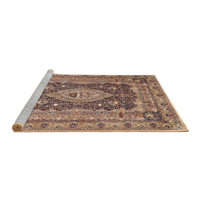 Sideview of Machine Washable Traditional Sepia Brown Rug, wshtr1084