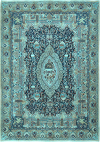 Medallion Light Blue Traditional Rug, tr1084lblu