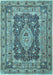 Medallion Light Blue Traditional Rug, tr1084lblu