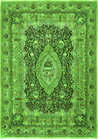 Medallion Green Traditional Rug, tr1084grn