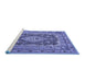 Sideview of Machine Washable Medallion Blue Traditional Rug, wshtr1084blu