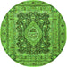 Machine Washable Medallion Green Traditional Area Rugs, wshtr1084grn