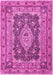 Machine Washable Medallion Pink Traditional Rug, wshtr1084pnk