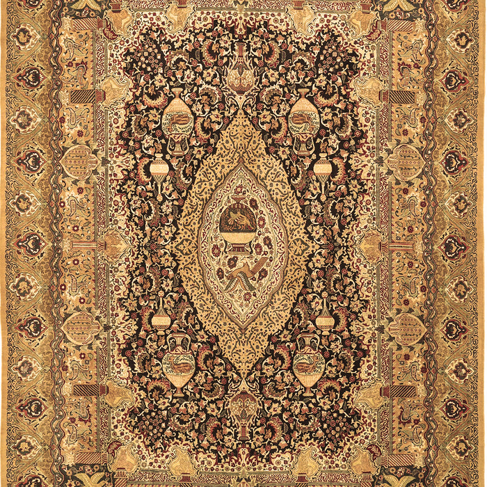 Machine Washable Medallion Brown Traditional Rug, wshtr1084brn