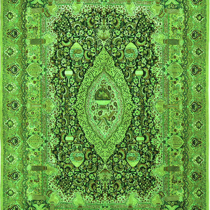 Serging Thickness of Machine Washable Medallion Green Traditional Area Rugs, wshtr1084grn