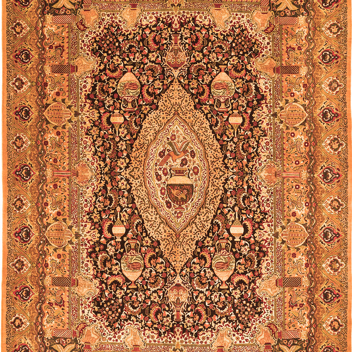 Serging Thickness of Machine Washable Medallion Orange Traditional Area Rugs, wshtr1084org