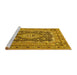 Sideview of Machine Washable Medallion Yellow Traditional Rug, wshtr1084yw