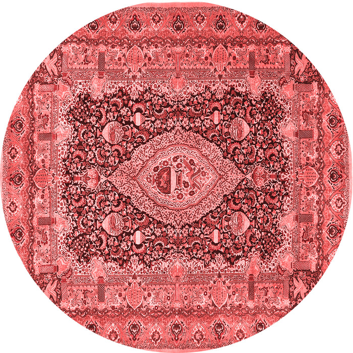 Machine Washable Medallion Red Traditional Rug, wshtr1084red