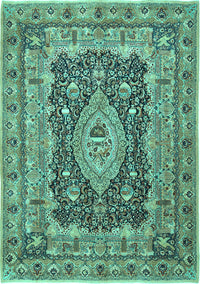 Medallion Turquoise Traditional Rug, tr1084turq