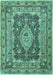 Medallion Turquoise Traditional Rug, tr1084turq