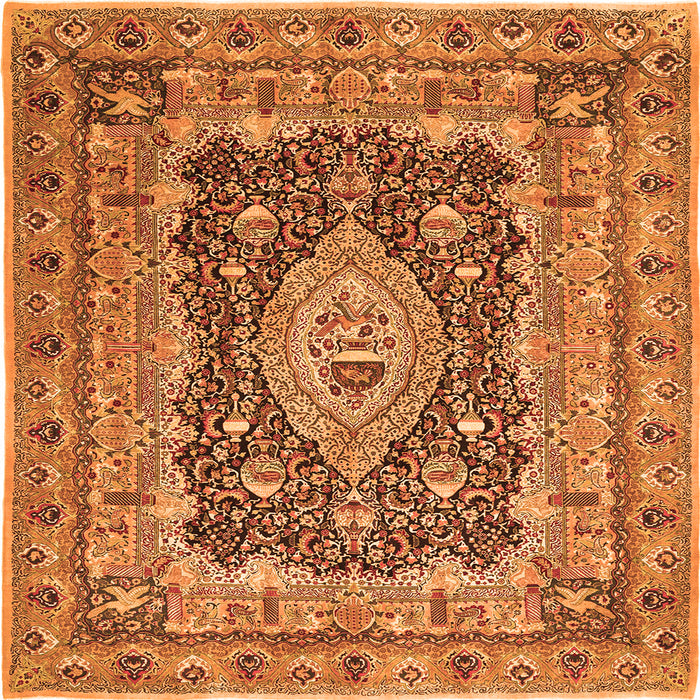 Serging Thickness of Medallion Orange Traditional Rug, tr1084org